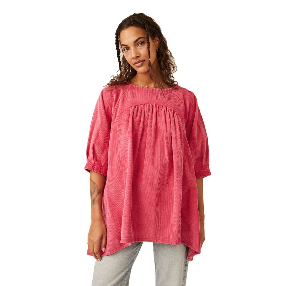 Free People Memories of You Pink Corduroy Tunic Dress Size Small